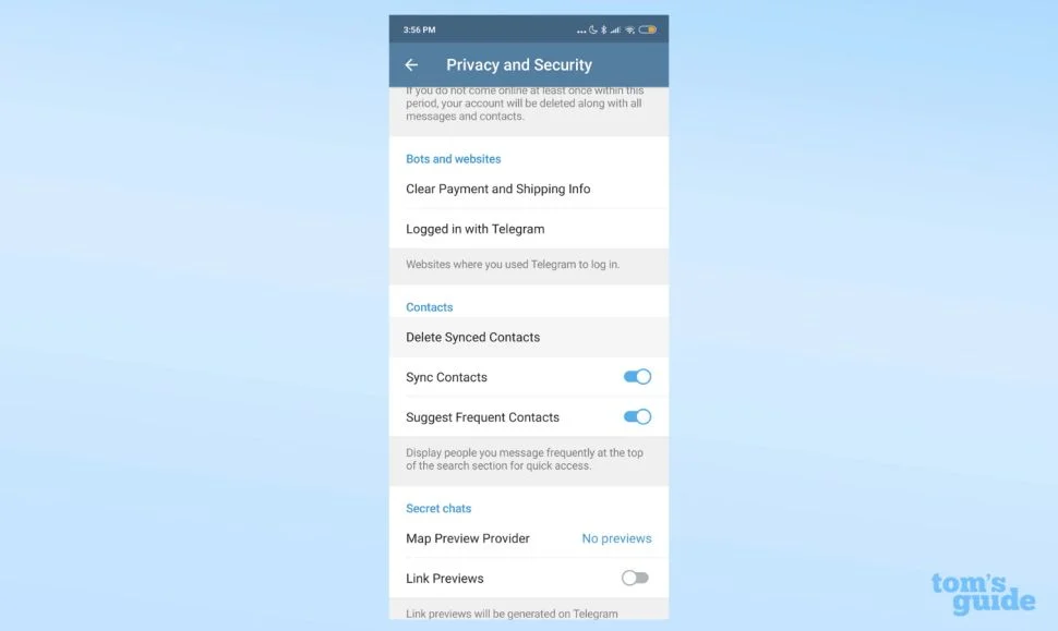 alt AoxVPN Screenshot of Telegram’s Privacy and Security settings